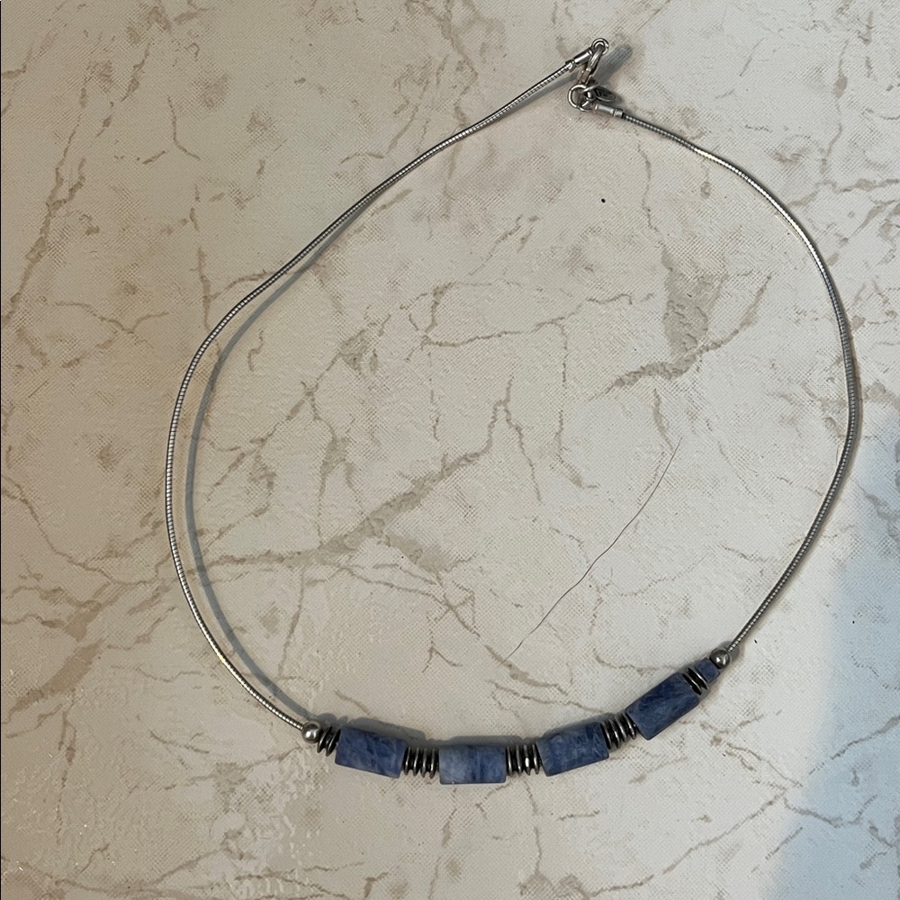 Retired Silpada Sterling Silver and Blue Beaded Necklace